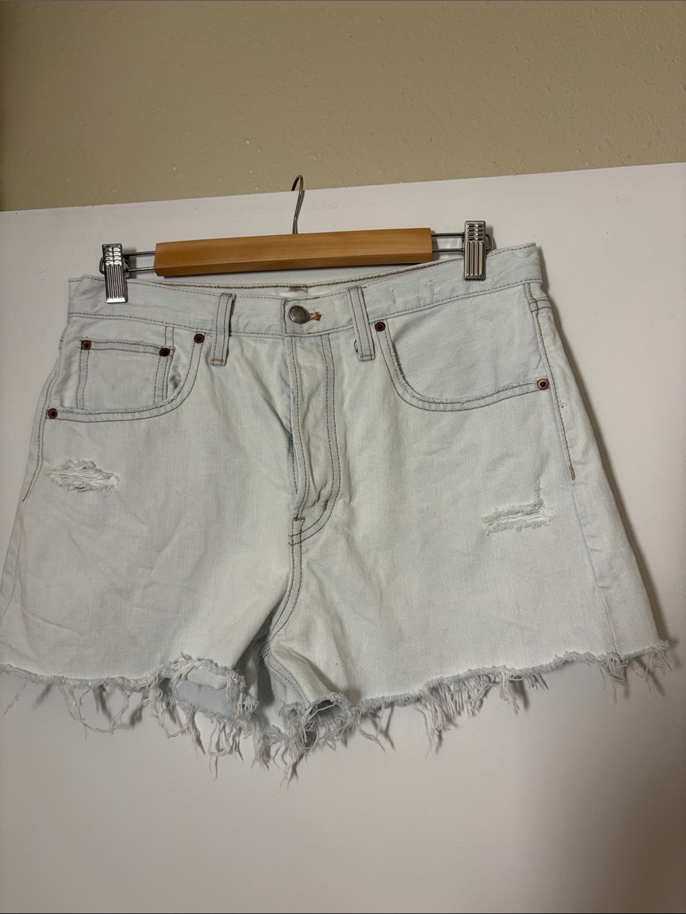 Madewell Light Blue Frayed Hem Denim Shorts